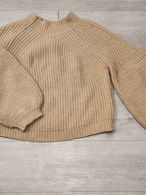 Petal & Pup Camel Tan Ribbed Crewneck Sweater